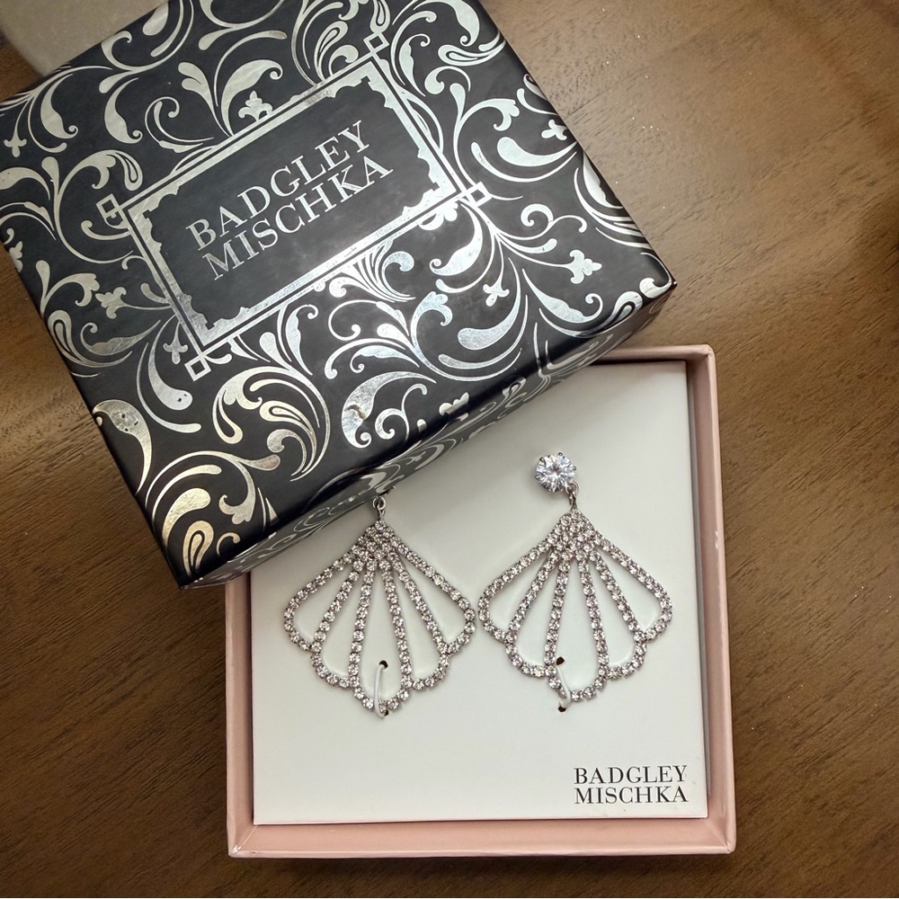 Badgley Mischka Silver‎ Crystal Earrings